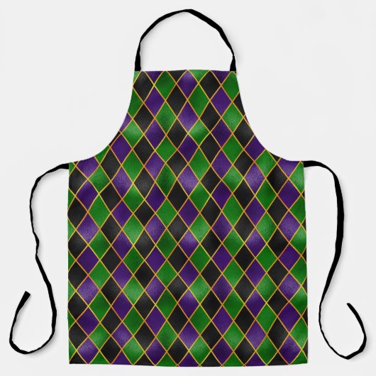 BLACK GREEN PAARS MARDI GRAS DIAMOND PATTERN SCHORT (Voorkant)