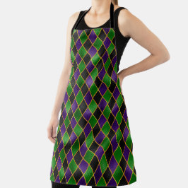 BLACK GREEN PAARS MARDI GRAS DIAMOND PATTERN SCHORT