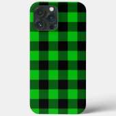 Black & Green Plaid Checked Modern Case-Mate iPhone Case (Achterkant)