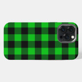 Black & Green Plaid Checked Modern iPhone Hoesje (Achterkant horizontaal)