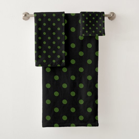 Black Green Polka Dot Bad Handdoek (Insitu)
