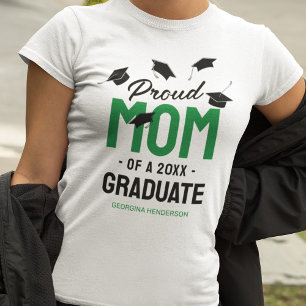 Black Green Proud Mom 2025 Afstuderen T-shirt