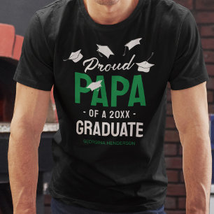 Black Green Proud Papa 2025 Afstuderen T-shirt