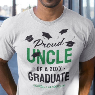 Black Green Proud Uncle 2025 Afstuderen T-shirt