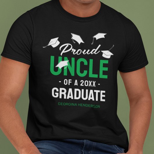 Black Green Proud Uncle 2025 Afstuderen T-shirt