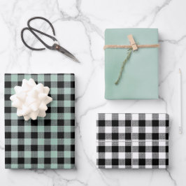 Black Green Pset Inpakpapier Vel
