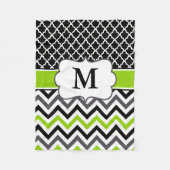 Black Green Quatrefoil Chevron Monogram Blanket Fleece Deken (Voorkant)