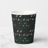 Black Green Santa Reindeer Ugly KerstSweater Papieren Bekers (Links)