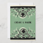 Black Green Shabby Lace Wedding Invitation Kaart (Achterkant)