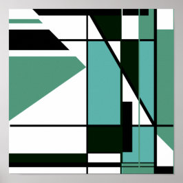 Black Green Shades White Mosaic-achtige Retrodesig Poster