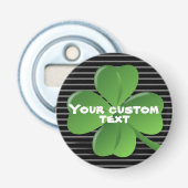 Black Green Shamrock  Saint Patricks Button Flesopener (Voorkant)