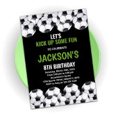 Black Green Soccer Birthday-uitnodigingen Kaart