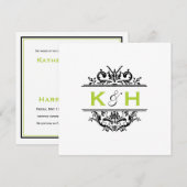 Black & Green Square Crest Invite Kaart (Voorkant / Achterkant)