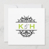 Black & Green Square Crest Invite Kaart (Voorkant)