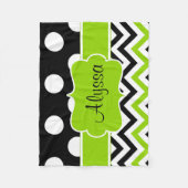 Black Green Stippen Chevron Monogram Fleece Deken (Voorkant)