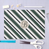 Black Green Stripes Kraft Monogram Letter Initiaal Tissuepapier (Craft)