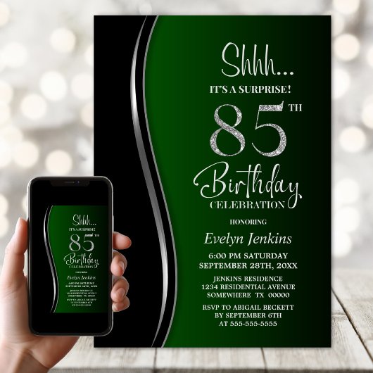 Black Green Surprise 85ste verjaardag Kaart