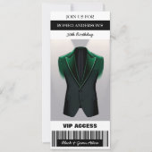 Black Green Tuxedo Verjaardag Ticket Uitnodiging (Voorkant)