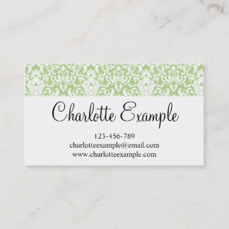 Black Green White Floral Damask Classic Visitekaartje
