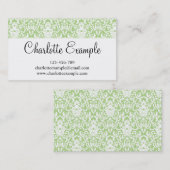 Black Green White Floral Damask Classic Visitekaartje (Voorkant / Achterkant)