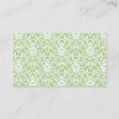 Black Green White Floral Damask Classic Visitekaartje (Achterkant)