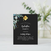 Black greenery afstudeerfeest uitnodiging (Staand voorkant)
