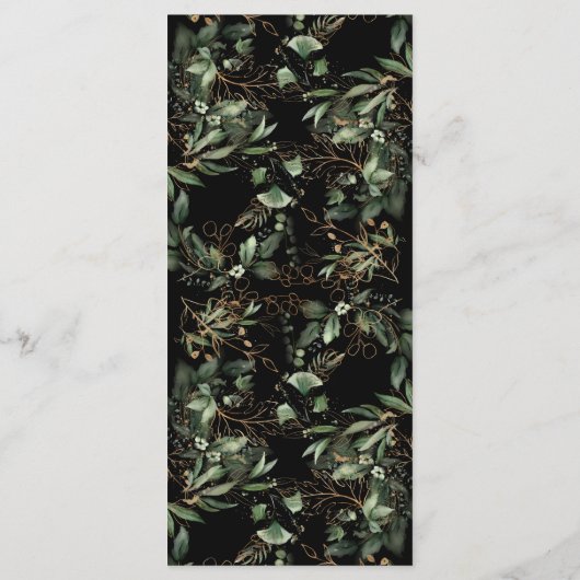 Black Greenery Botanical Eucalyptus Modern Wedding Menu (Achterkant)