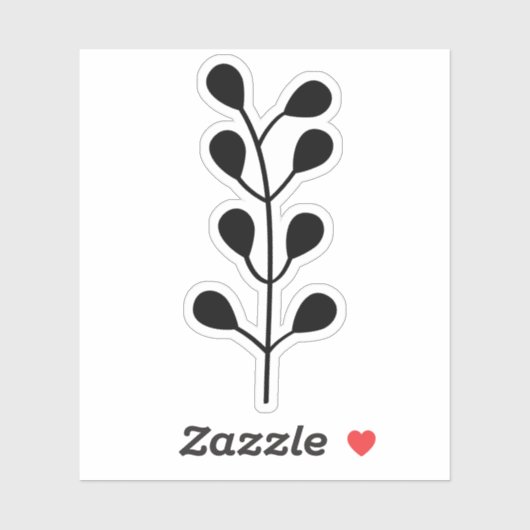 Black Greenery Branch Cutom Cut Transparent Sticker (Vel)