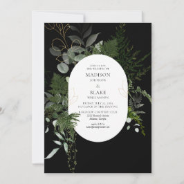 Black Greenery Forest Wedding Kaart