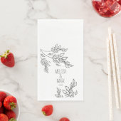 Black Greenery Hand Drawn Name Wedding Servet (Insitu)