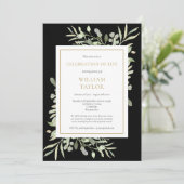 Black Greenery Viering van het Leven Foto Begrafen Kaart (Staand voorkant)