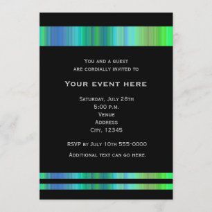 Black Greens Blues Elegant Party Event Invitation Kaart