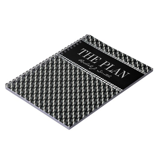 Black Grek Dark Textile Pattern Custom Notitieboek (Linkerzijde)