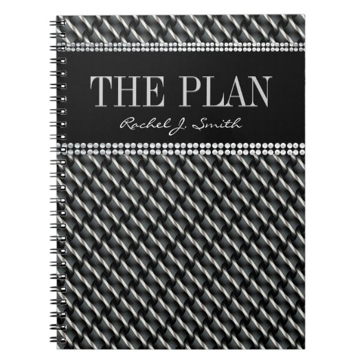 Black Grek Dark Textile Pattern Custom Notitieboek (Voorkant)