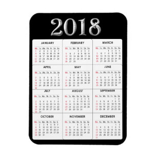 Black Grey 2018 Calendar Refkoelkast Magnet Magneet