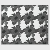 Black Grey Abstract Floral Weddings Verloving Cadeaupapier (Vlak)