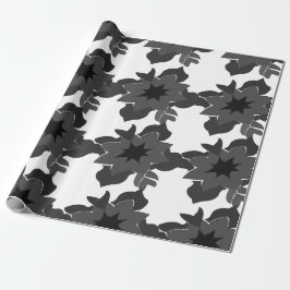 Black Grey Abstract Floral Weddings Verloving Cadeaupapier