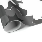 Black Grey Abstract Floral Weddings Verloving Cadeaupapier (Rol Hoek)