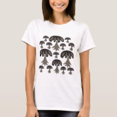 Black Grey Abstract paddenstoel Illustratie T-shirt (Voorkant)