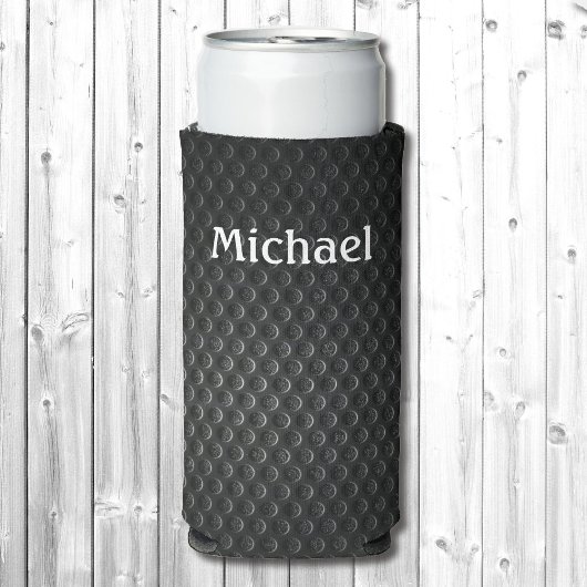 Black & Grey Add Jouw naam Tall Seltzer Koelbox Blikjeskoeler