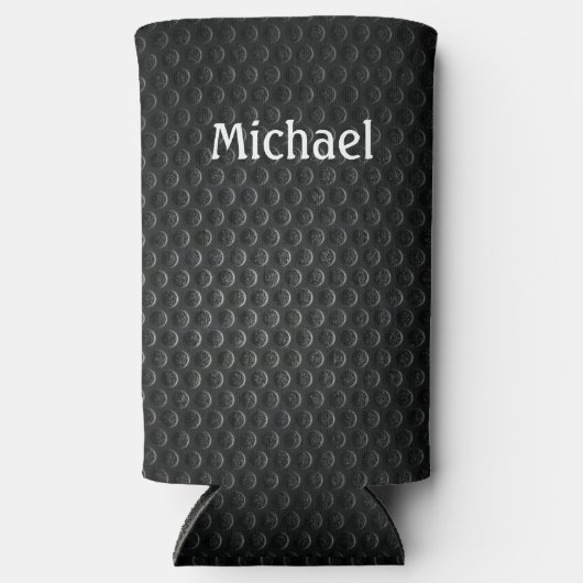 Black & Grey Add Jouw naam Tall Seltzer Koelbox Seltzer Blikjeskoeler (Voorkant)