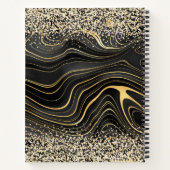 Black Grey Agate Gem Glitter en Gold Notitieboek (Achterkant)