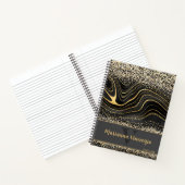 Black Grey Agate Gem Glitter en Gold Notitieboek (Binnen)