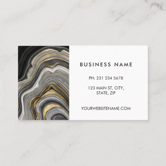 Black Grey and Gold Marble Stone Visitekaartje (Achterkant)