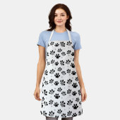 Black Grey Animal Paws Pattern Apron Schort (Gedragen)