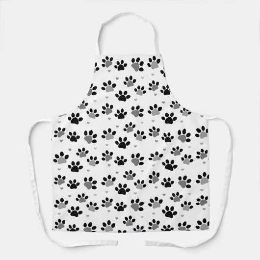 Black Grey Animal Paws Pattern Apron Schort (Voorkant)