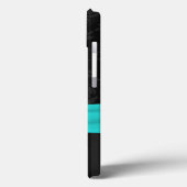 Black Grey Aqua Damask Striped iPad Air Case draag (Achterkant / Links)