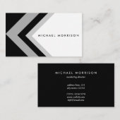 Black grey arrow geometric minimal modern design visitekaartje (Voorkant / Achterkant)
