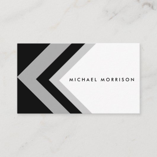 Black grey arrow geometric minimal modern design visitekaartje (Voorkant)