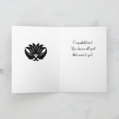 Black Grey Art Nouveau Damask Gefeliciteerd Kaart (Binnen)